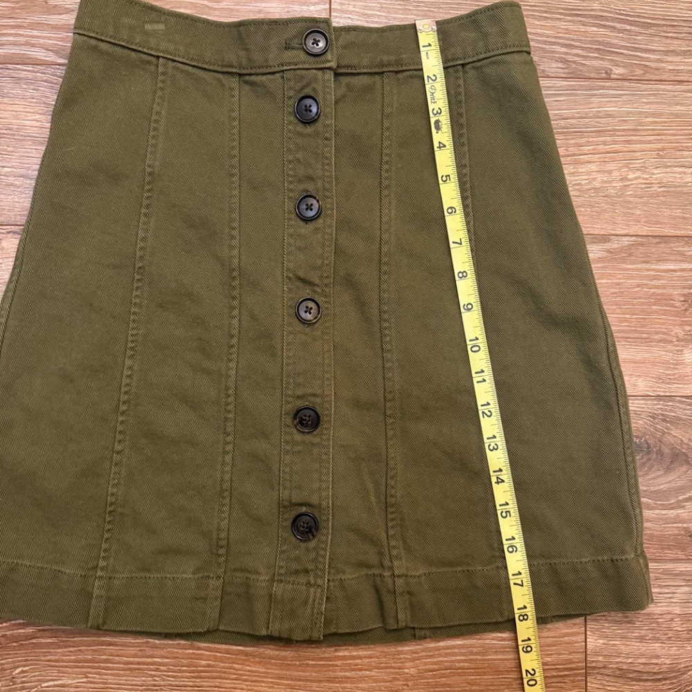 Green Denim Button Front Skirt - Picture 4 of 6